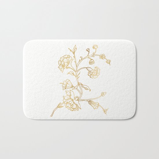 Golden flower on white background Bath Mat