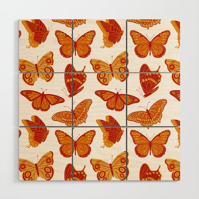 Texas Butterflies – Orange and Yellow Pattern Wood Wall Art