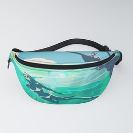 Retro Travel Coral Reef Diver Fanny Pack