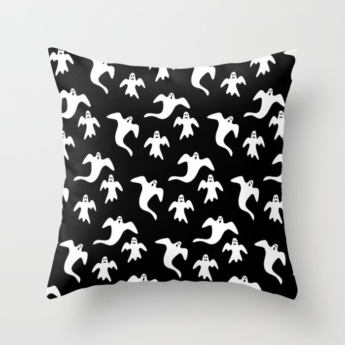 Ghosts in Black Throw Pillow