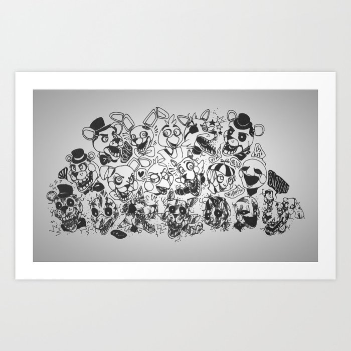 The gang's all here - Five Nights At Freddy's Art Print