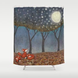 sleepy foxes Shower Curtain