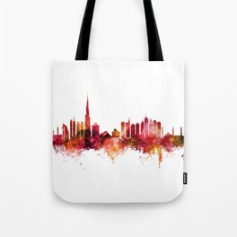 Dubai Skyline Tote Bag | Dubaicityscape, Skyline, Dubaiskyline, Painting, Red, Cityscape, Uae, Watercolor, Dubaiposter, Michaeltompsett 