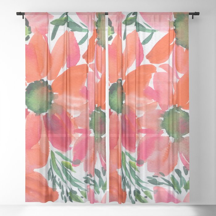poinsettia pattern Sheer Curtain