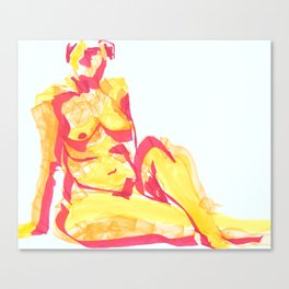 Female Nude In Fire Colors Canvas Print