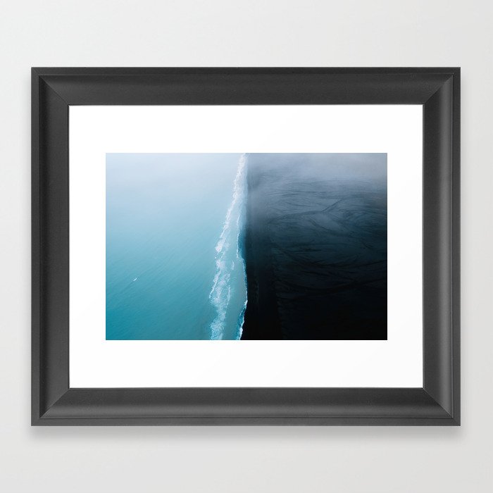 Black And Blue Iceland From Above Framed Art Print