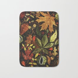 Autumn floor Bath Mat | Leaves, Floor, Hazelnut, Woodland, Autumn, Chestnut, Painting, Fruit, Forest, Pattern 