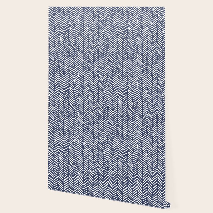 Boho Herringbone Pattern Navy Blue And White Wallpaper By Meganmorrisart Society6 Bison navy herringbone wallpaper retail price: boho herringbone pattern navy blue and white wallpaper
