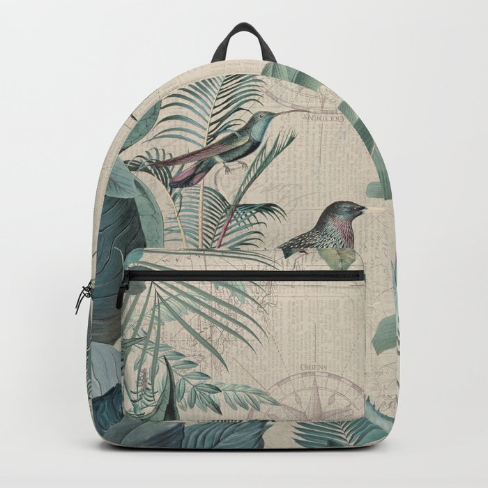 Tropical Birds Paradise Pastel Vintage Botanical Illustration Backpack