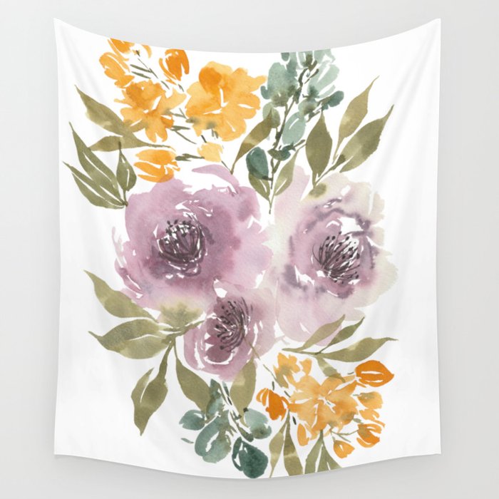 TRANSPARENT Purple florals  Wall Tapestry