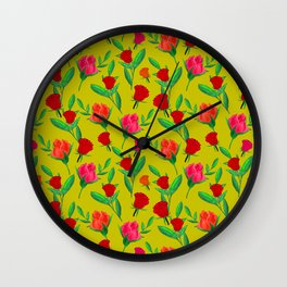 Rosebud Print - Chartreuse Wall Clock