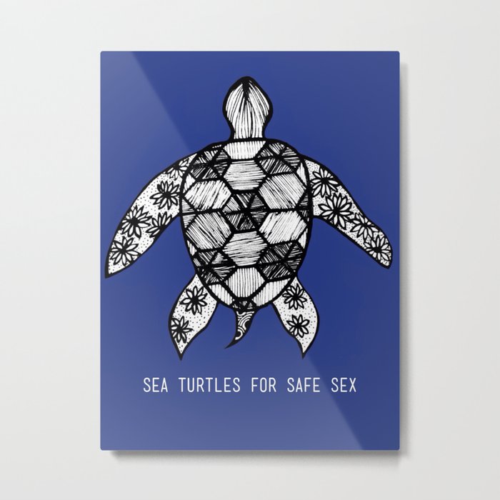 Sea Turtles for Safe Sex Metal Print