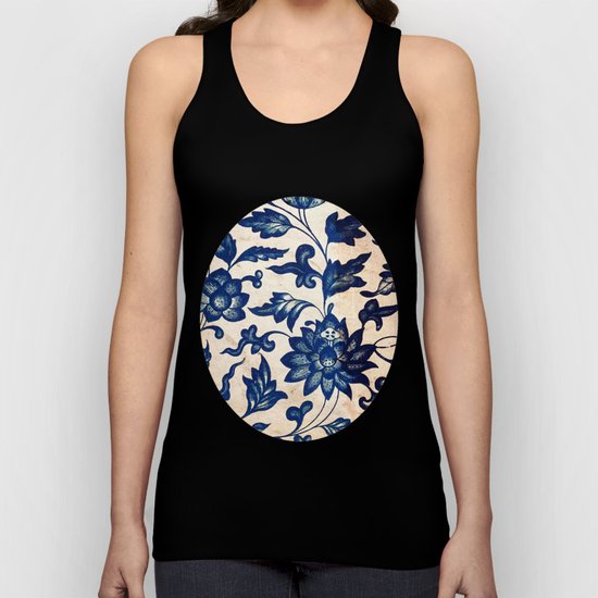 Blue Oriental Vintage Tile 06 Unisex Tank Top