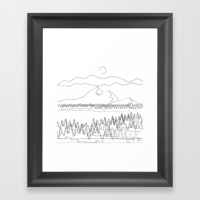 Minimal Mountain Lake Landscape 2 Framed Art Print