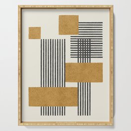 Stripes and Square Composition - Abstract Serving Tray
