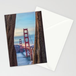 Golden Gate Between Cypresses  Stationery Card
