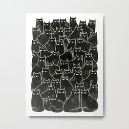 Suspicious Cats Metal Print | Animal, Pet, Kitty, Blackandwhite, Drawing, Ink, Watercolor, Blackcat, Digital, Children 