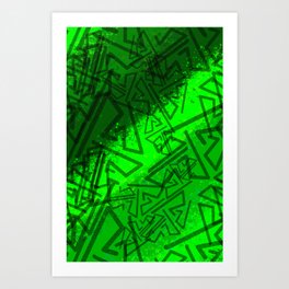 Green Linear Street Art Pattern Art Print