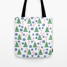 Merry Christmas tree Snowflakes Candy cain  pattern Tote Bag