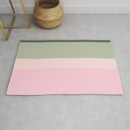 Esay - Green and Pink Geometric Minimal Stripe Pattern Design  Rug