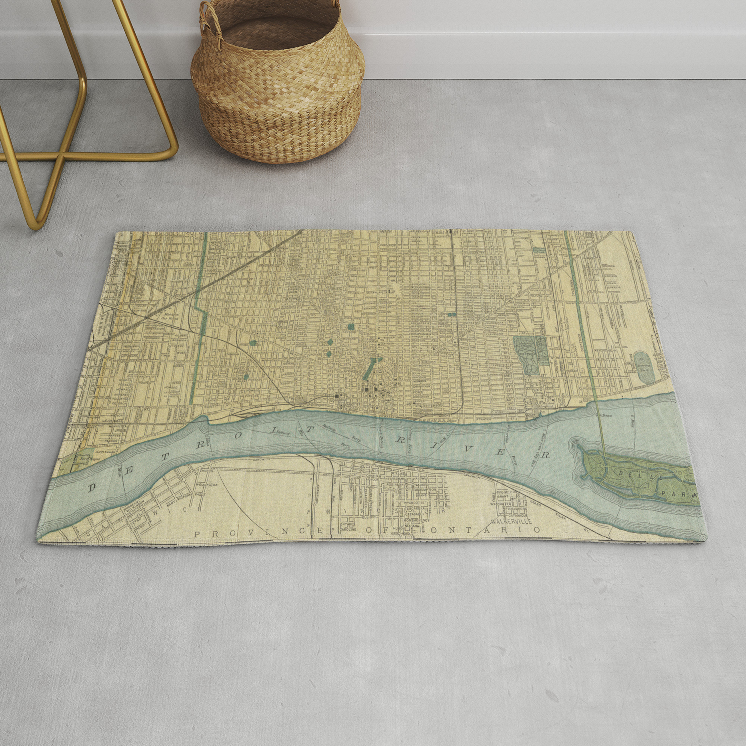 Vintage Map Of Detroit Michigan 1895 Rug By Bravuramedia Society6