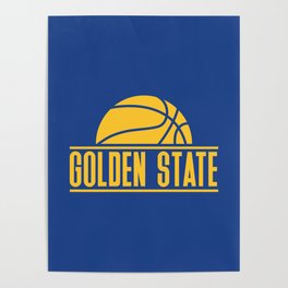 Golden State basketball modern logo blue Poster