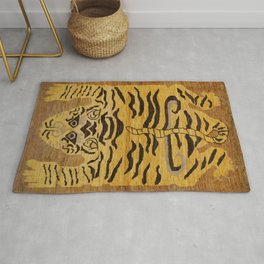 Tiger Rug I 19th Century Authentic Colorful Wild Animal Zoo Vintage Patterns Area & Throw Rug