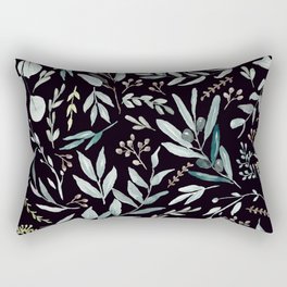 Black Eucalyptus Leaves Pattern Rectangular Pillow