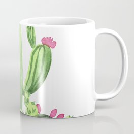 Green Cacti with Pink Flowers Mug