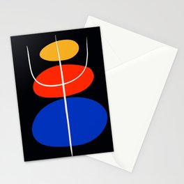 Abstract black minimal art with red yellow and blue Stationery Card