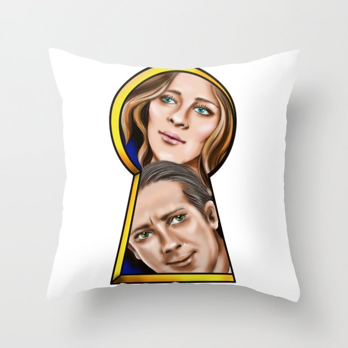 keyhole. Man and woman Throw Pillow