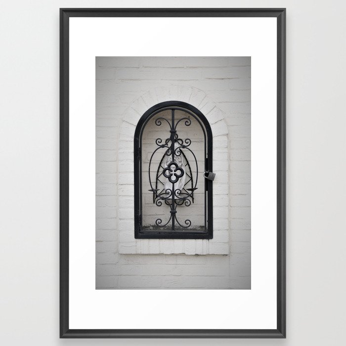  Authentic life in Belgium - Christianity - catholic - chapel - little church - cute and charming - imprisoned Mary - wall art - artprint Framed Art Print