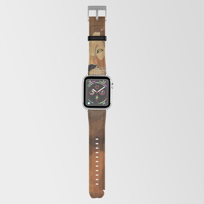 digital painting of a male brown lion Apple Watch Band