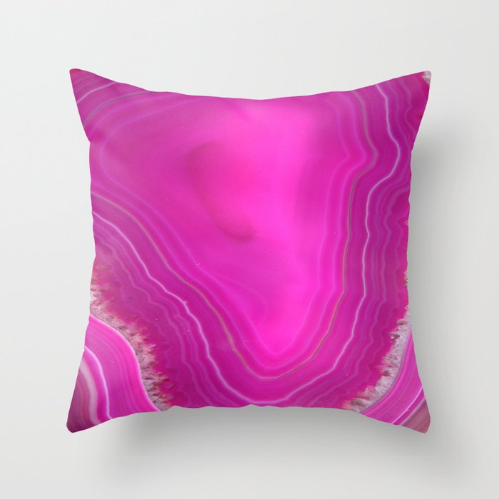 Pink Agate Throw Pillow
