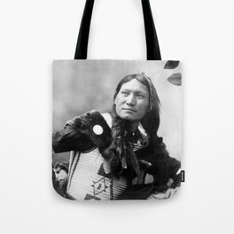 Sunflower, Dakota Sioux warrior portrait 1899 Native American tribe black and white photograph - photography - photographs Tote Bag