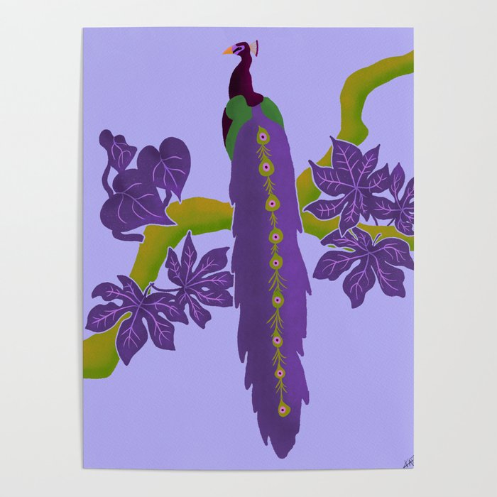 Purple Jungle Peacock Poster