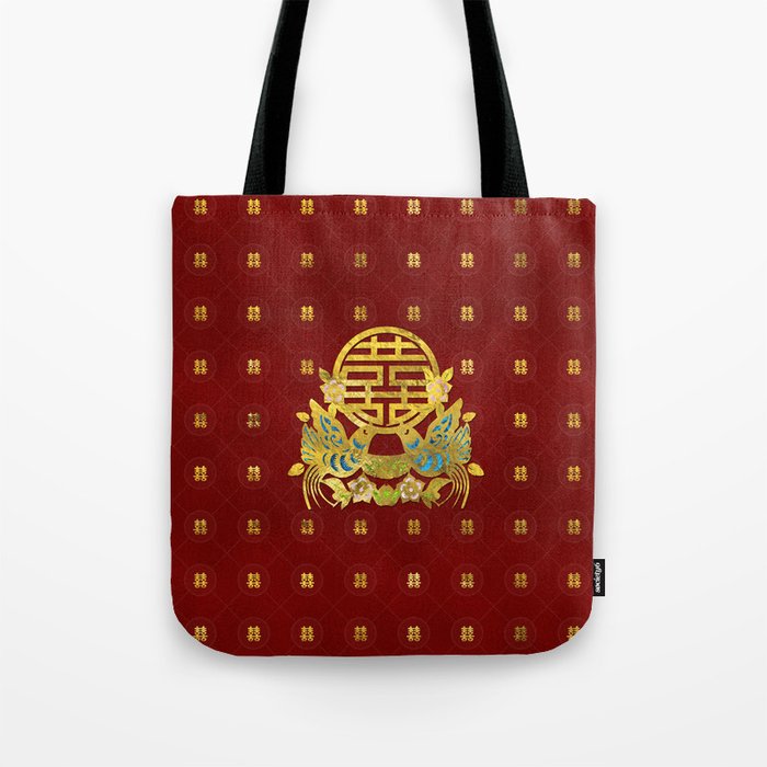 Gold Double Hiness Symbol With Birds Tote Bag By K9printart
