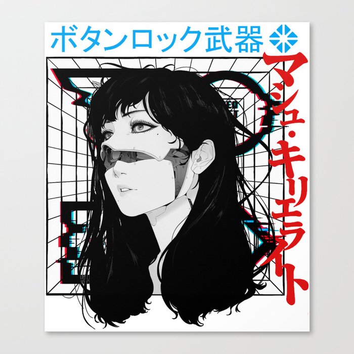 Japanese Cyborg Girl Vaporwave Style  Canvas Print