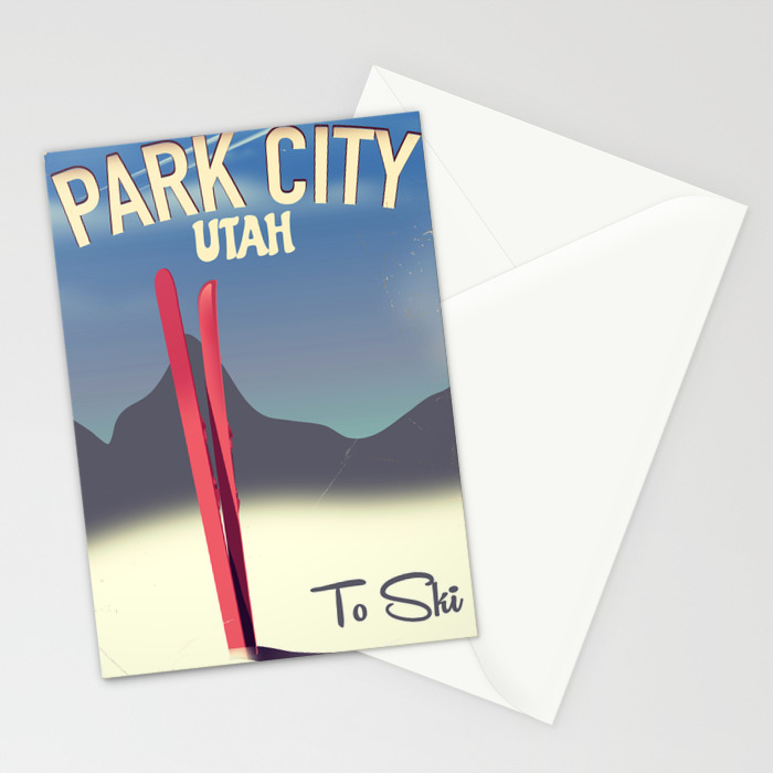 Park City Utah Ski Travel Poster Stationery Cards By Nicholasgreen Society6