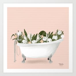 Flowers in tub Art Print