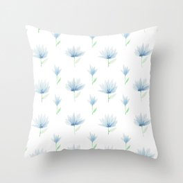 Watercolor light blue flowers Throw Pillow