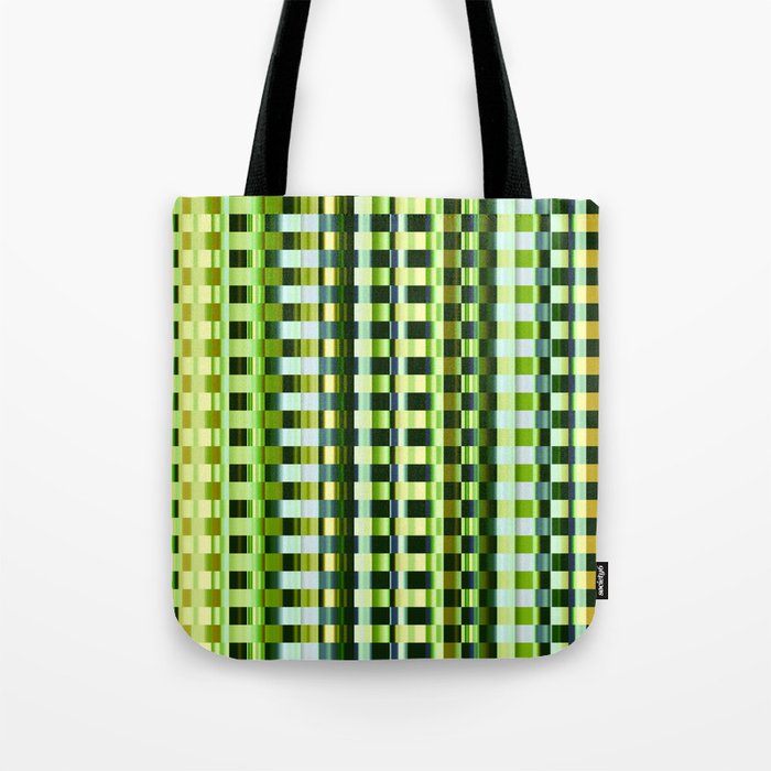 Light Green Geometric Check Pattern Tote Bag