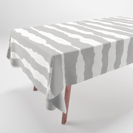 Macramé Stripes Minimalist Pattern in White and Light Gray Tablecloth
