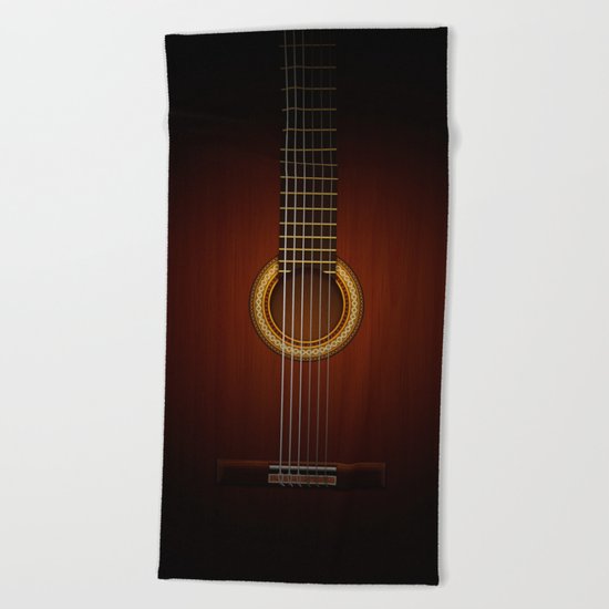 Full Guitar Black Beach Towel