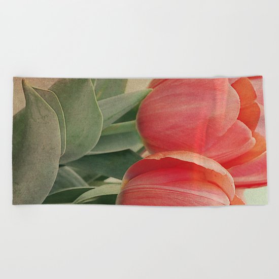 Vintage tulips(4) Beach Towel