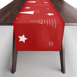 Red Christmas pattern elegant minimal tree Table Runner