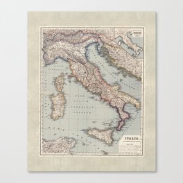 Bella Italia Vintage Map Of Italy Canvas Print