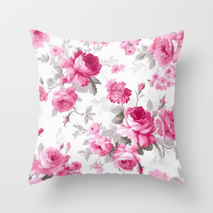 Roseate Reverie: An Ode to Pink Roses Throw Pillow