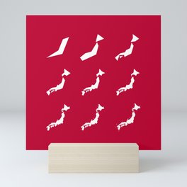 Japan - The Coastline Paradox - Red on White Mini Art Print