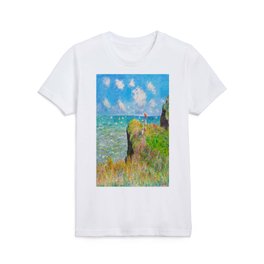 Claude Monet (French, 1840-1926) - Title: Cliff Walk at Pourville (Promenade sur la falaise, Pourville) - Date: 1882 - Style: Impressionism - Genre: Landscape painting - Media: Oil on canvas - Digitally Enhanced Version (1800dpi) - Kids T Shirt